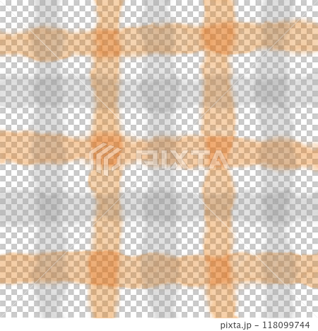 Orange Black Plaid Gingham Check Hand Drawn Background Overlay 118099744