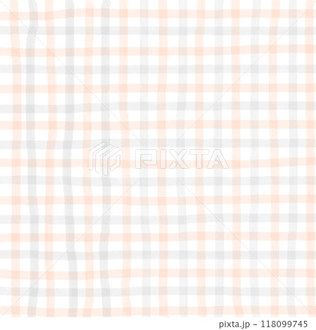Orange Black Plaid Gingham Check Hand Drawn Background Overlay 118099745