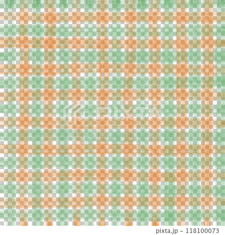Orange Green Gingham Check Hand Drawn Background Overlay 118100073