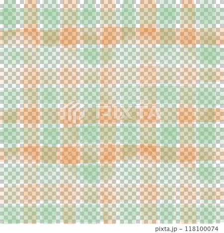 Orange Green Gingham Check Hand Drawn Background Overlay 118100074