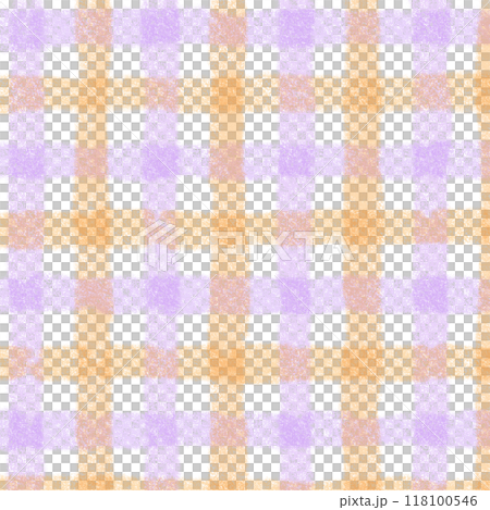 Orange Purple Plaid Gingham Check Hand Drawn Background Overlay 118100546