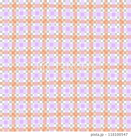 Orange Purple Plaid Gingham Check Hand Drawn Background Overlay 118100547