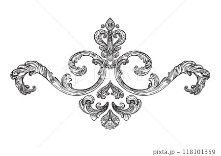 Engraving vintage element baroque style vector illustration 118101359
