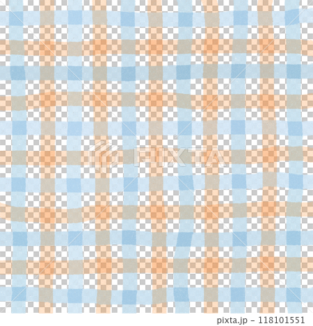 Orange Blue Gingham Check Hand Drawn Background Overlay 118101551