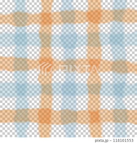 Orange Blue Gingham Check Hand Drawn Background Overlay 118101553
