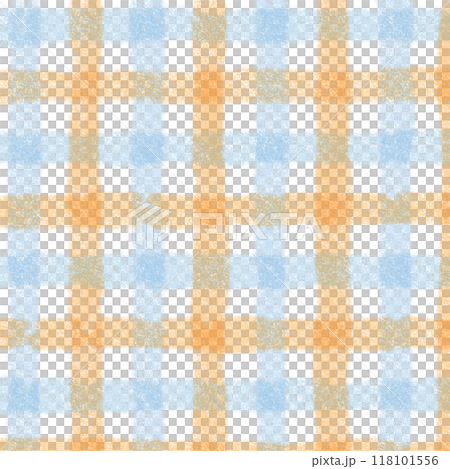 Orange Blue Gingham Check Hand Drawn Background Overlay 118101556