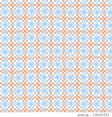 Orange Blue Gingham Check Hand Drawn Background Overlay 118101557