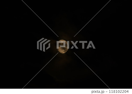 文月、雲間に現れた月齢12.2の薄雲掛かる月 118102204