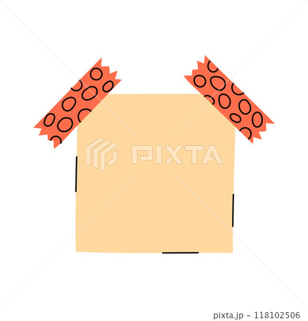 Note paper square shaped isolated vector element. Illustration of blank colorful sticky note with adhesive tapes. Memo sticker, to do reminder. Office stationery object in cute hand drawn style Note paper square shaped isolated vector element. Illustration of blank colorful sticky note with adhesive tapes. Memo sticker, to do reminder. Office stationery object in cute hand drawn style 118102506