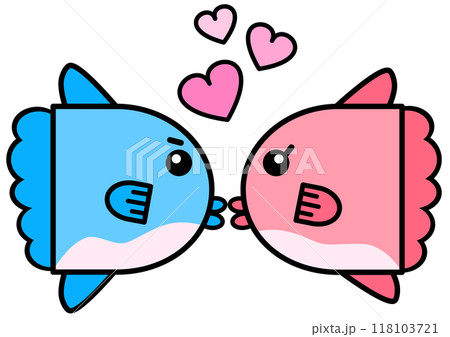 水族館で可愛いくて大人気な海水魚マンボウのイラスト 118103721