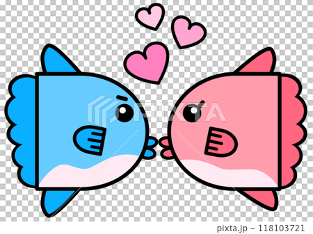 水族館で可愛いくて大人気な海水魚マンボウのイラスト 118103721