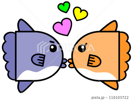 水族館で可愛いくて大人気な海水魚マンボウのイラスト 118103722
