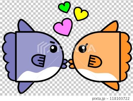 水族館で可愛いくて大人気な海水魚マンボウのイラスト 118103722