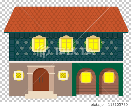 燈火通明的西方房子的向量圖 燈火通明的西方房子的向量圖 118105780