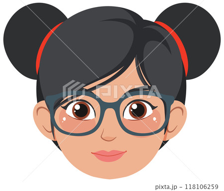 Woman with Glasses and Hair Buns Woman with Glasses and Hair Buns 118106259