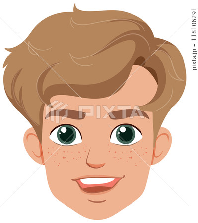 Smiling Cartoon Boy Face 118106291