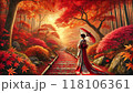 紅葉と女性 118106361