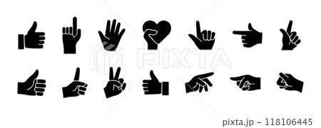 Various hand-shaped icon sets, hand icon vector. Various hand-shaped icon sets, hand icon vector. 118106445