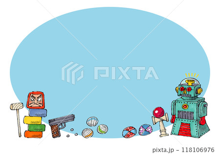 昔の玩具 コピースペース(ブルー) 118106976