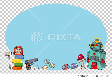 昔の玩具 コピースペース(ブルー) 118106976