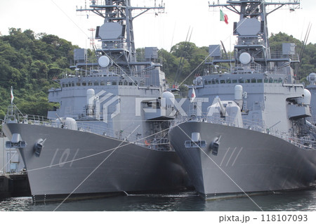 横須賀基地に停泊する護衛艦おおなみとむらさめ 118107093