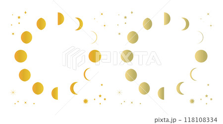 月の満ち欠けと星の背景イラスト 月齢 月の満ち欠けと星の背景イラスト 月齢 118108334