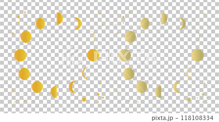 月の満ち欠けと星の背景イラスト 月齢 月の満ち欠けと星の背景イラスト 月齢 118108334