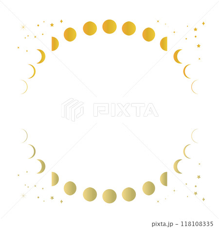 月の満ち欠けと星の背景イラスト　月齢 118108335