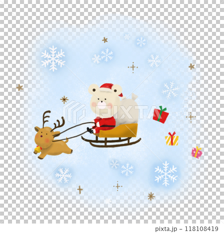 polar bear santa in the night sky 118108419