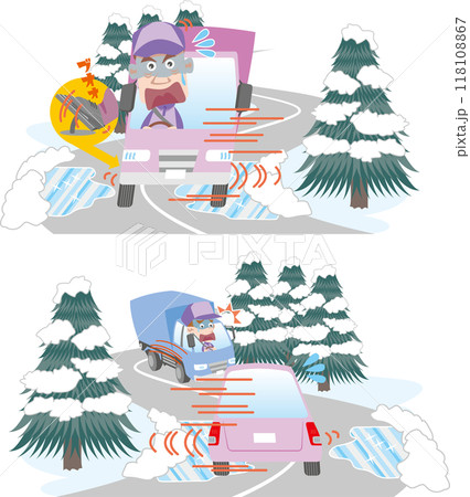 交通安全＜雪道のカーブ・トラックドライバー＞ 118108867