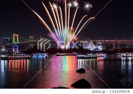 レインボーブリッジと花火 レインボーブリッジと花火 118109929