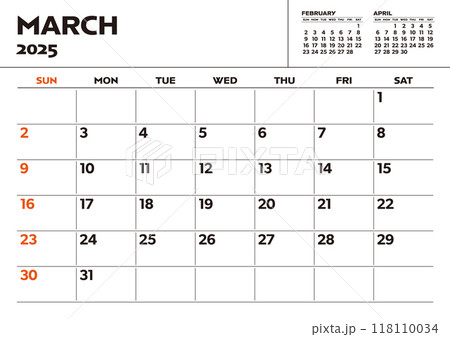 2025年シンプル卓上カレンダー（3月） 118110034