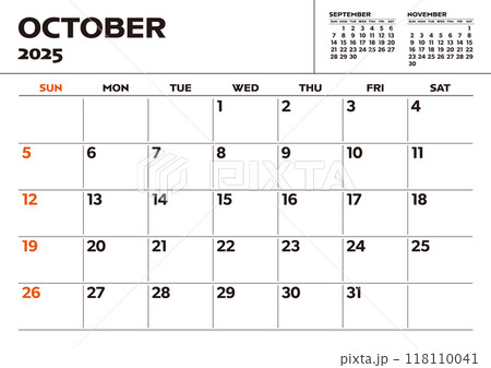 2025年シンプル卓上カレンダー（10月） 118110041