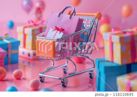 Online shopping concept. Order goods and get them fast and easy. AI Generated. 118110695