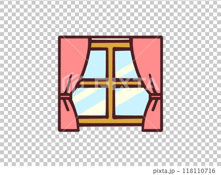 Illustration material of a window with curtains 118110716