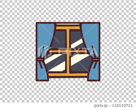 Illustration material of a window with curtains 118110721