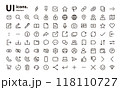 UIアイコン線　基本シンプルセット（ミディアムな太さ）スマホ・WEBデザインのメニューアイコン等に 118110727