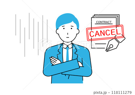 契約をキャンセルされて困るビジネスマン 118111279