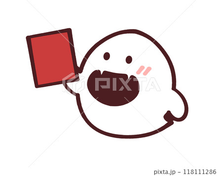 レッドカードを持つオバケのイラスト素材 レッドカードを持つオバケのイラスト素材 118111286