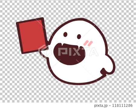 レッドカードを持つオバケのイラスト素材 レッドカードを持つオバケのイラスト素材 118111286