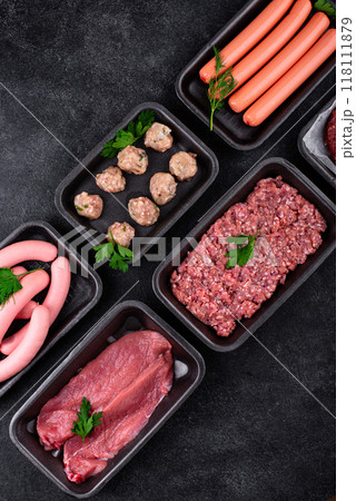 Assortment of different vegan plant based meat Assortment of different vegan plant based meat 118111879