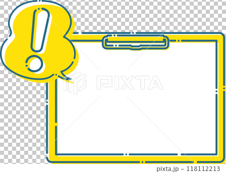 Blue dashed simple exclamation bubble and binder frame Blue dashed simple exclamation bubble and binder frame 118112213