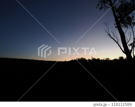 オーストラリアの牧場跡地に昇る朝日 Australia Victoria オーストラリアの牧場跡地に昇る朝日 Australia Victoria 118112509