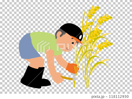 Cute illustration of children experiencing rice harvesting 02 Cute illustration of children experiencing rice harvesting 02 118112930