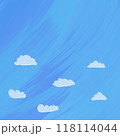 White clouds flow in the air with blue gradient background with ink brush paint style 118114044