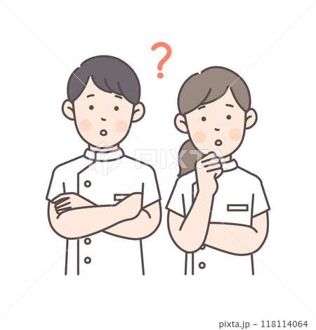 悩んでいる看護師さん上半身イラスト 118114064