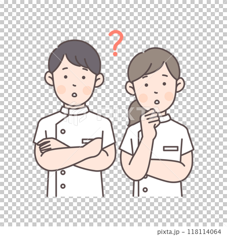 悩んでいる看護師さん上半身イラスト 118114064