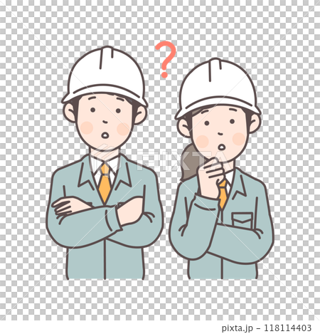 一位擔心的建築工人的上半身插圖 一位擔心的建築工人的上半身插圖 118114403