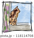 窓の外を眺める猫 118114708