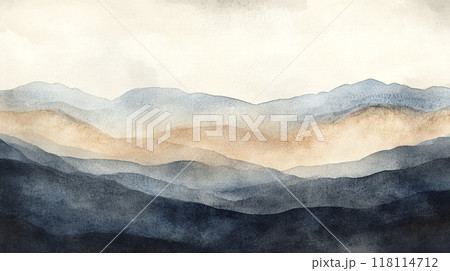 山の見える景色　AI画像 118114712